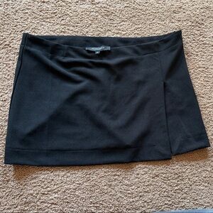 Black Stretch Ponte Mini Skirt- front slit